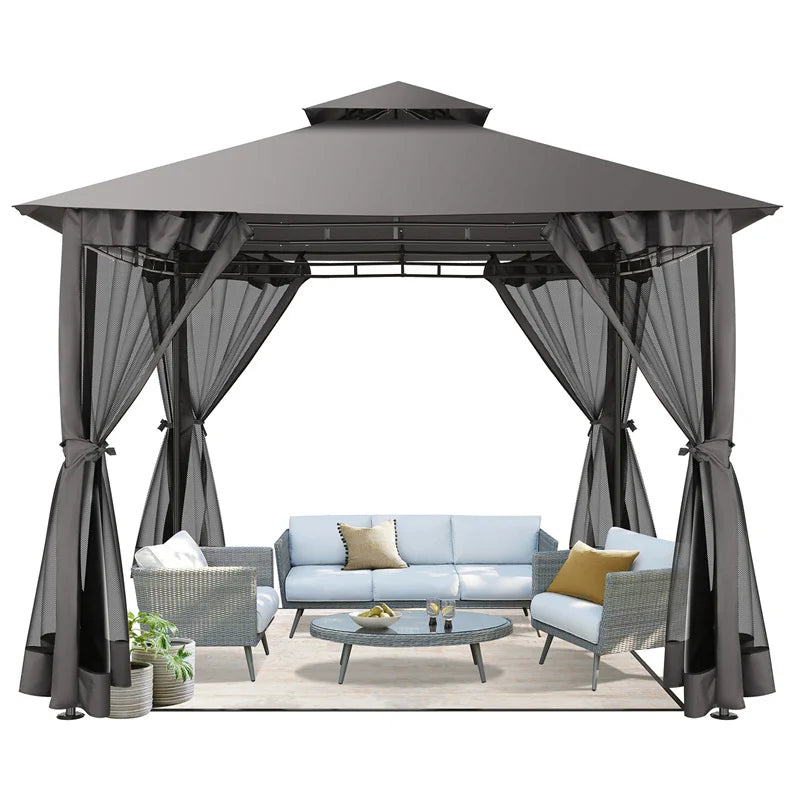 10x10 Heavy Duty Gazebo with Curtains