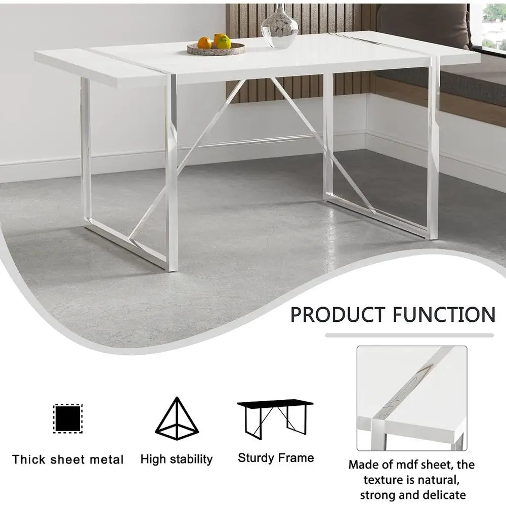 White Dining Table Set for 4, 55"