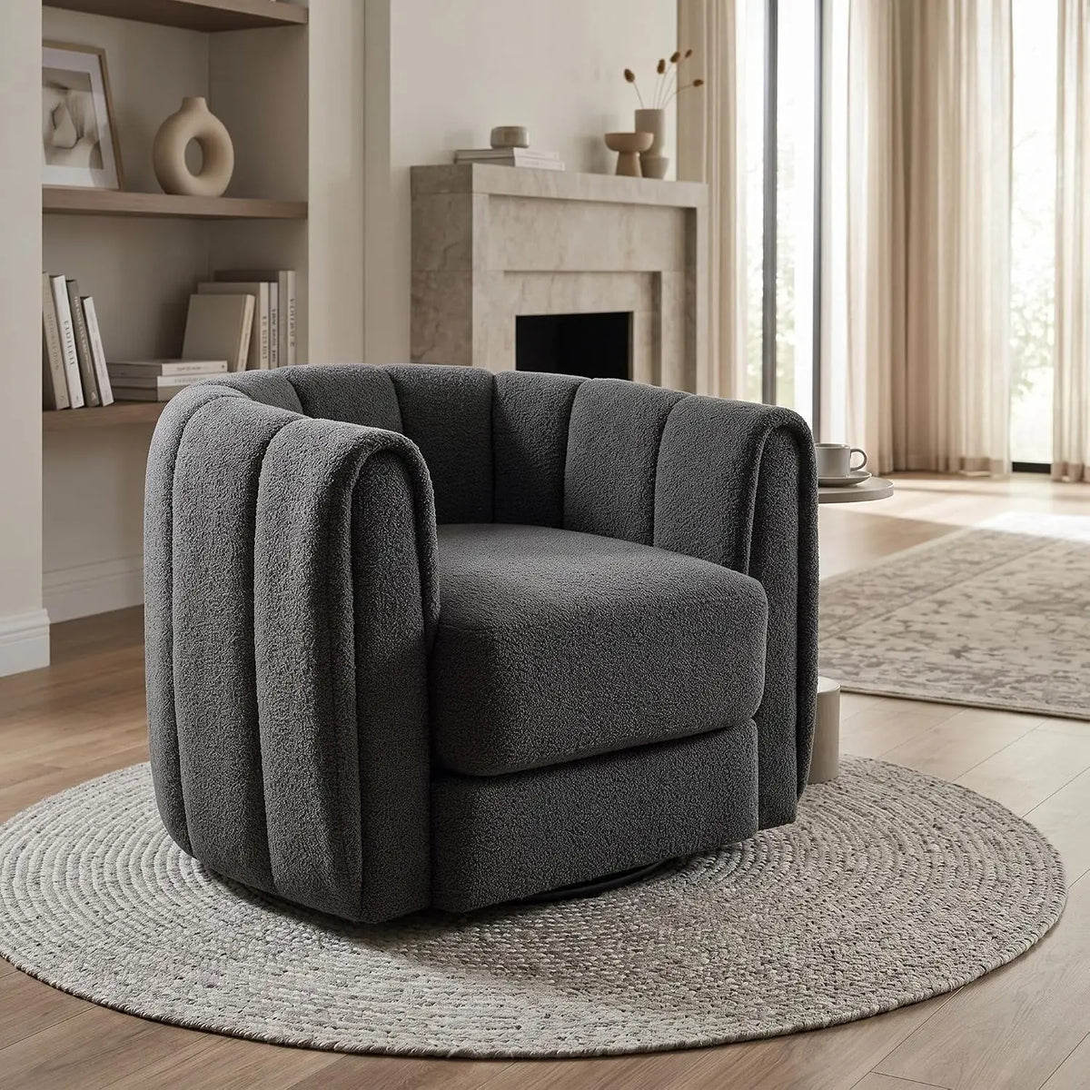 Garvee Velvet Swivel Barrel Accent Chair