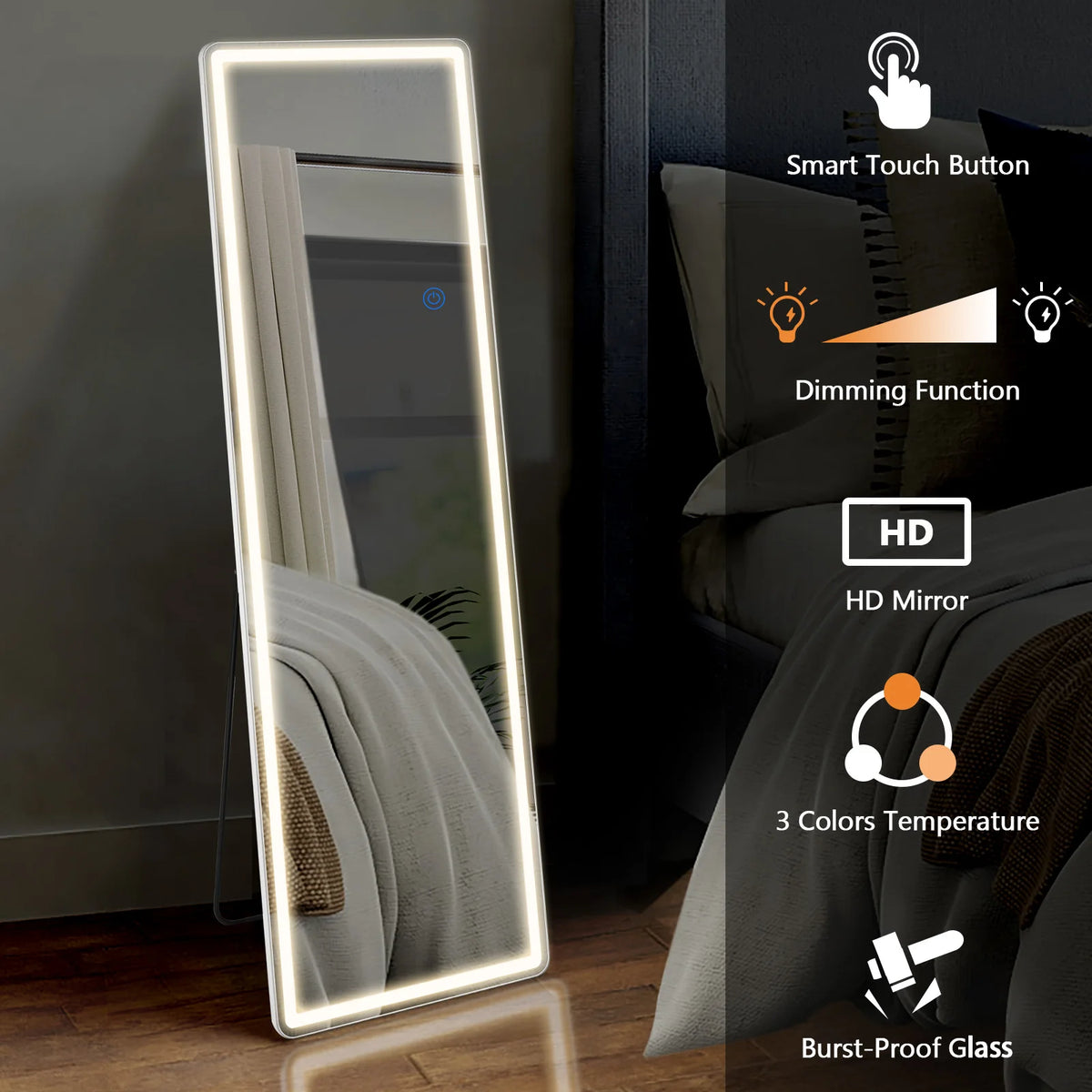 MCQ LED Full Length Mirror, 64"x21"