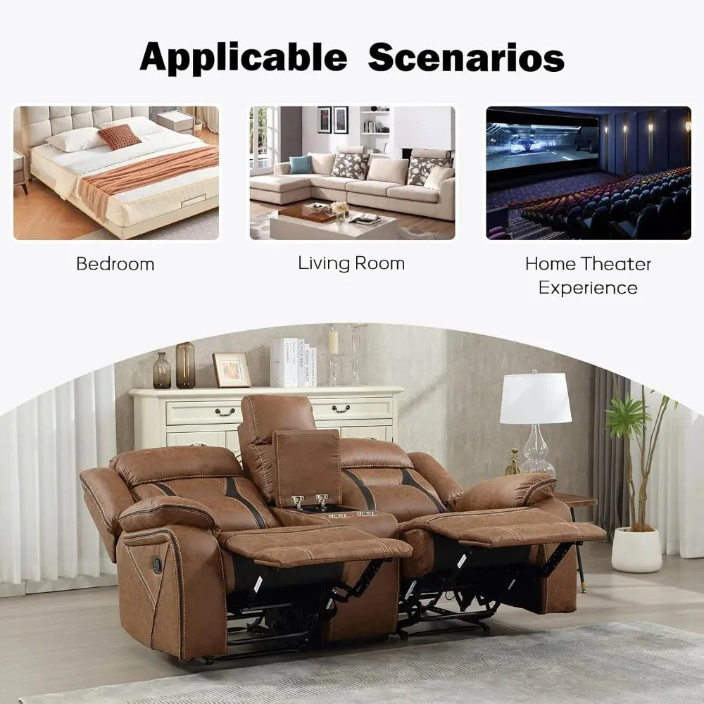 Faux Leather Reclining Loveseat, Brown