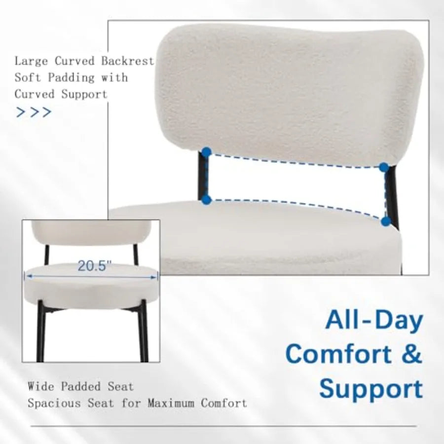 Boucle Mid-Century Dining Chairs, Set of 4
