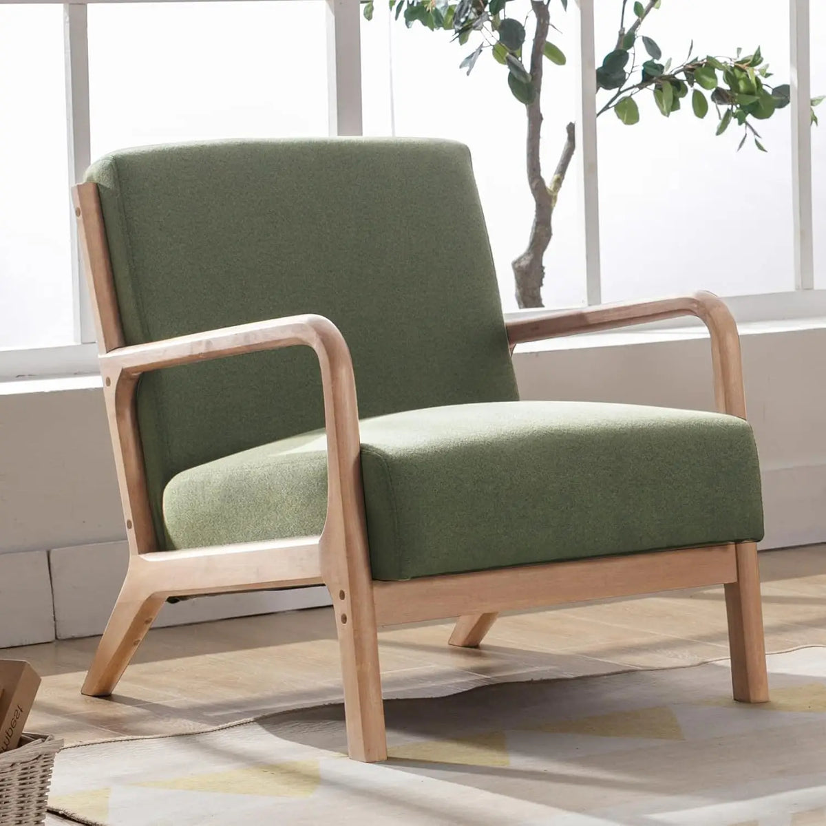 Mid-Century Accent Chair with Wood Frame