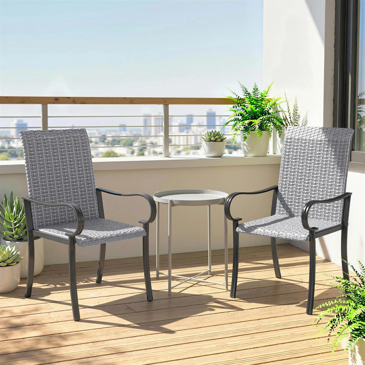Outdoor Wicker Dining Chairs, Set of 4