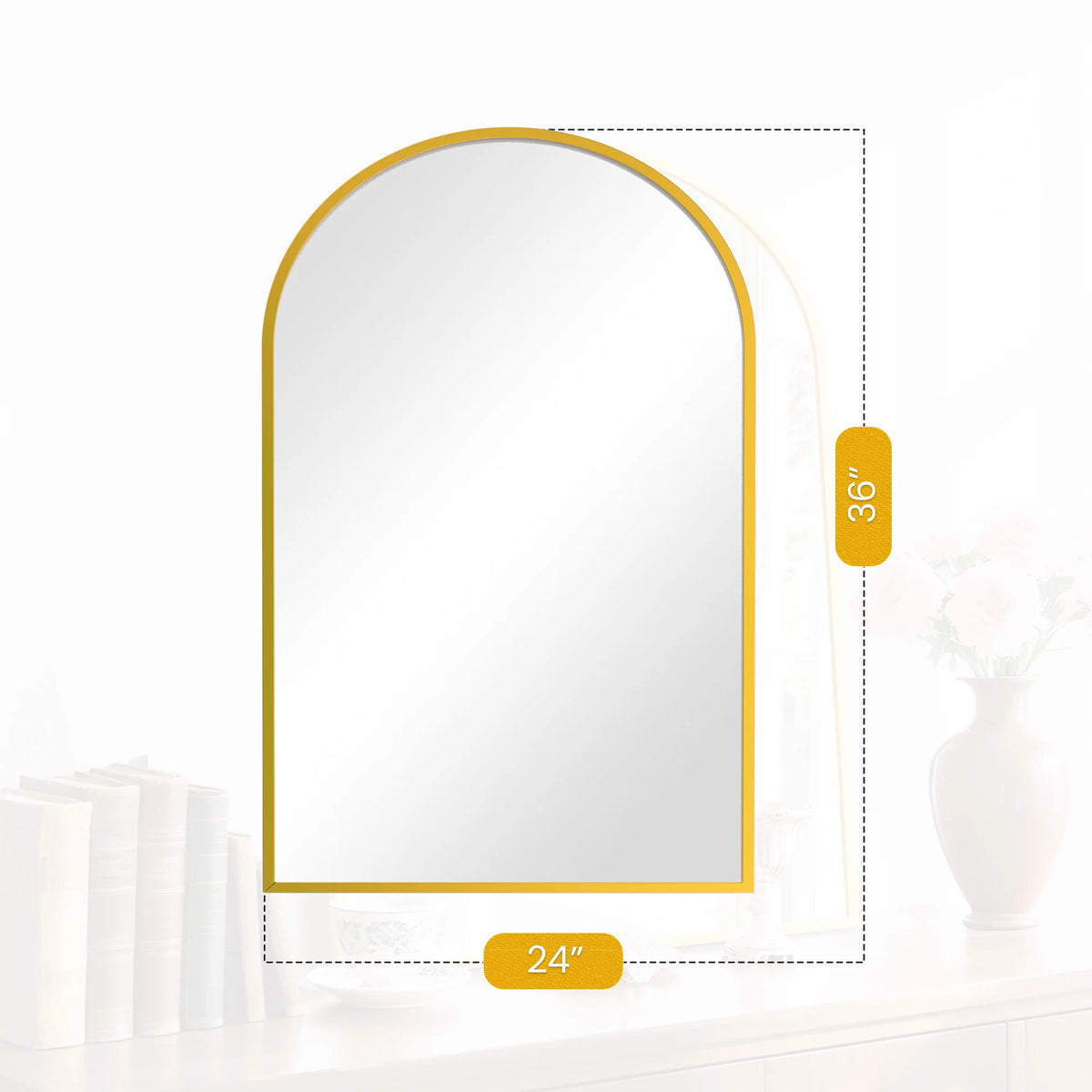 Arched Metal Framed Wall Mirror
