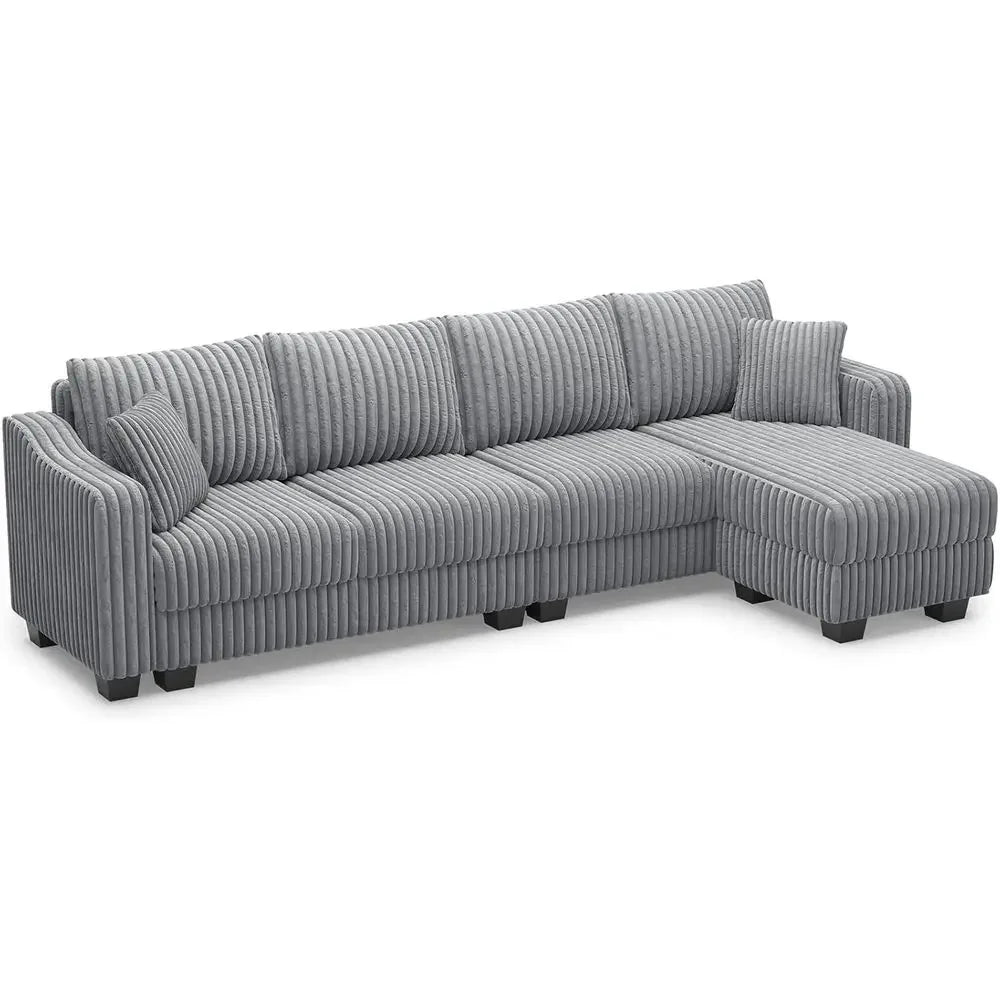 Light Grey L-Shaped Sofa with Chaise
