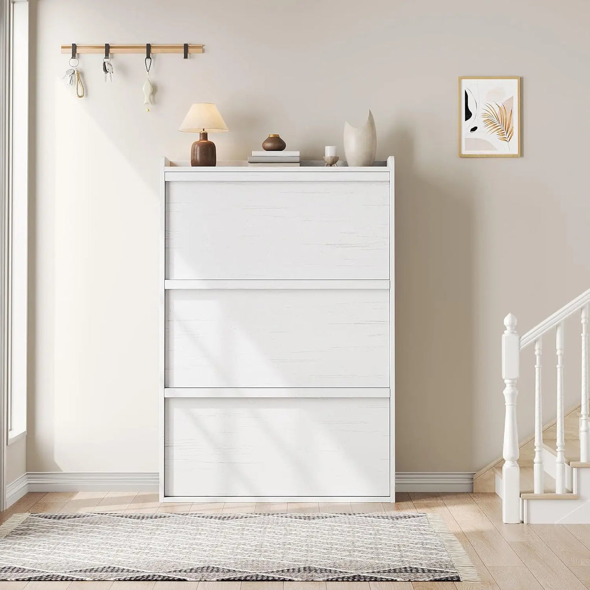 3 Flip Drawer Shoe Cabinet, 46"