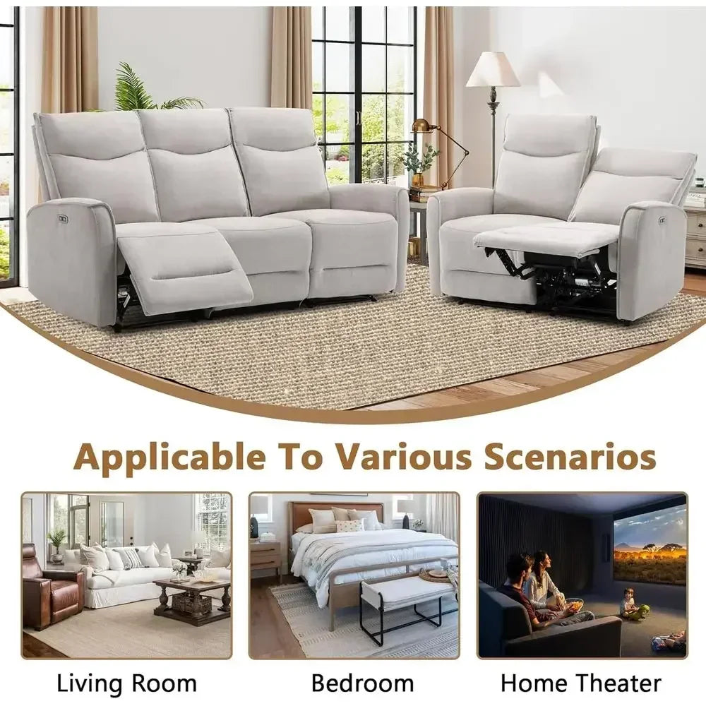 80in Grey Electric Reclining Sofa