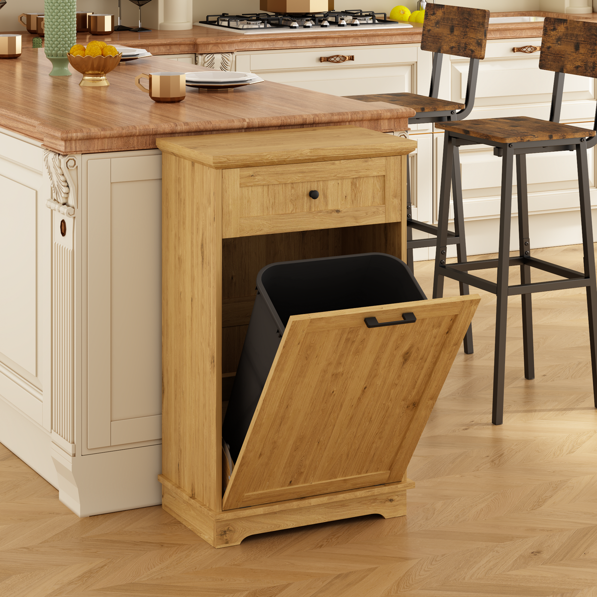 10-Gallon Tilt-Out Trash Cabinet – Natural