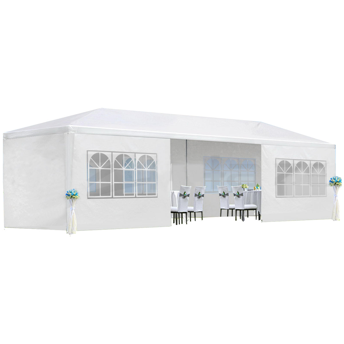 10x30 ft Party Canopy Tent with 8 Sidewalls – White