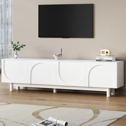 Arched Cabinet TV Stand for 78" TVs – White