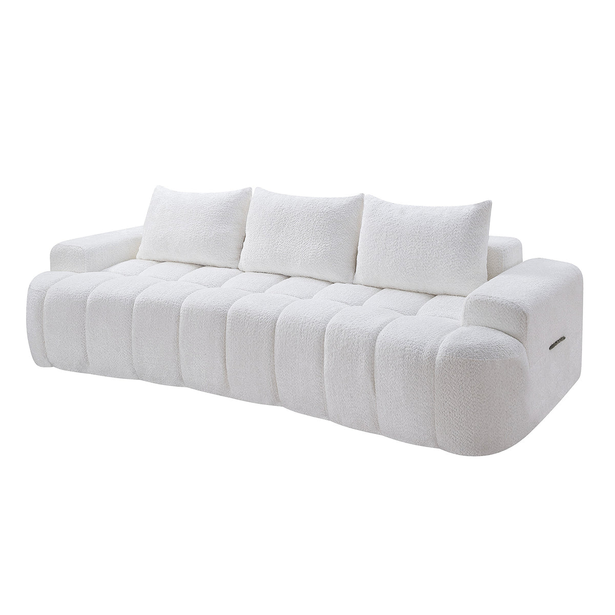 100" Curved Boucle Sectional Sofa – White