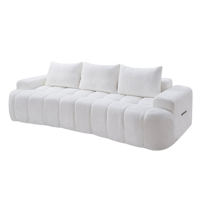 100" Curved Boucle Sectional Sofa – White
