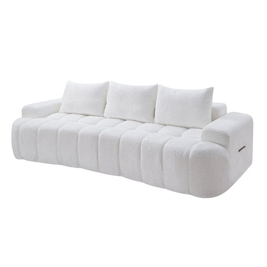 100" Curved Boucle Sectional Sofa – White