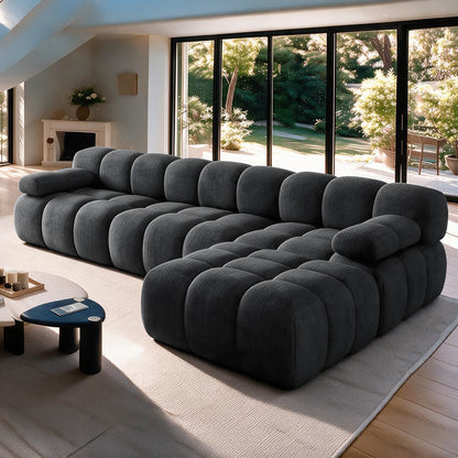118" L-Shaped Puff Modular Sectional Sofa