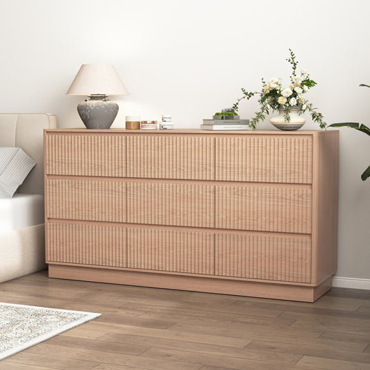 9-Drawer Wide Wave Dresser – Natural