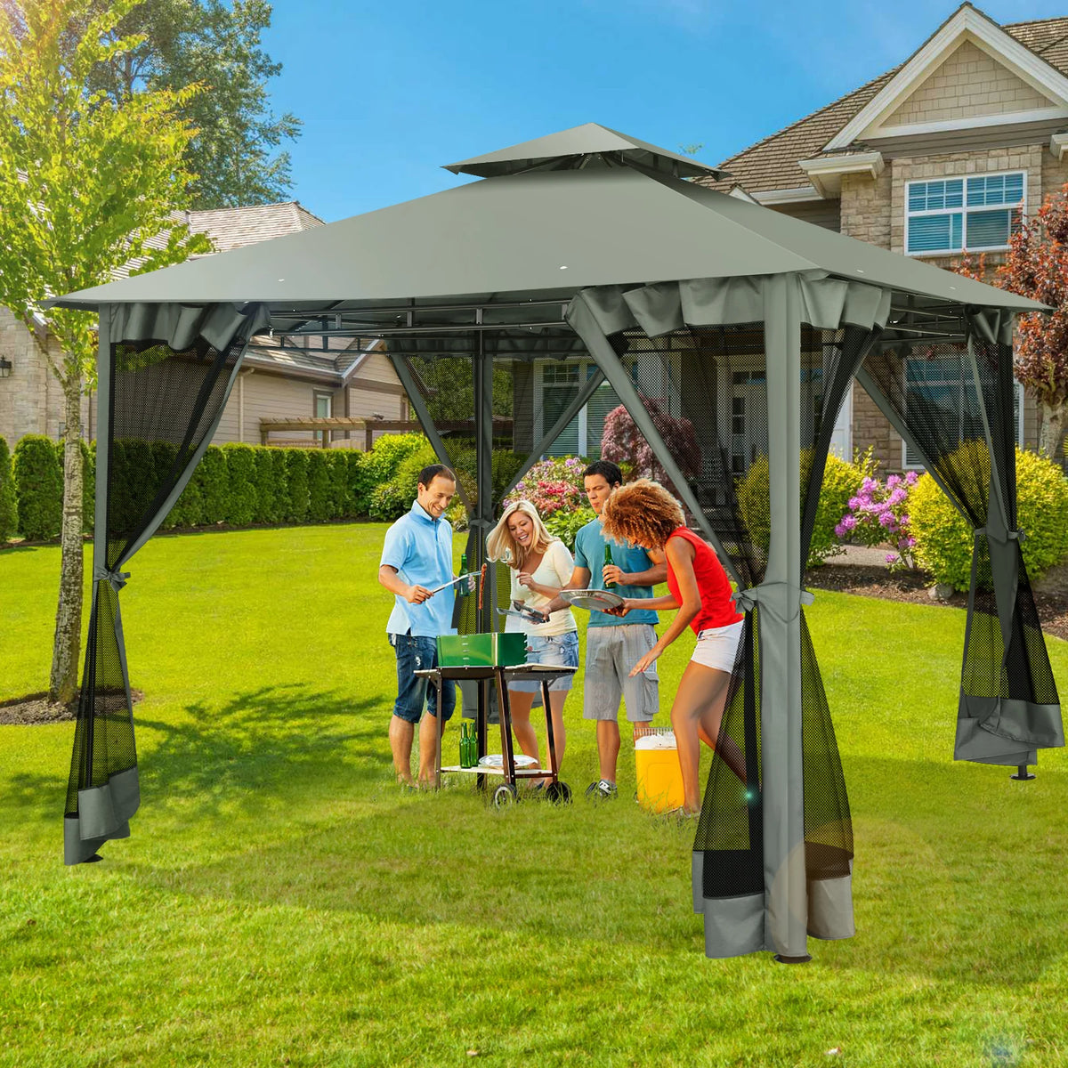 10x10 Heavy Duty Gazebo with Curtains