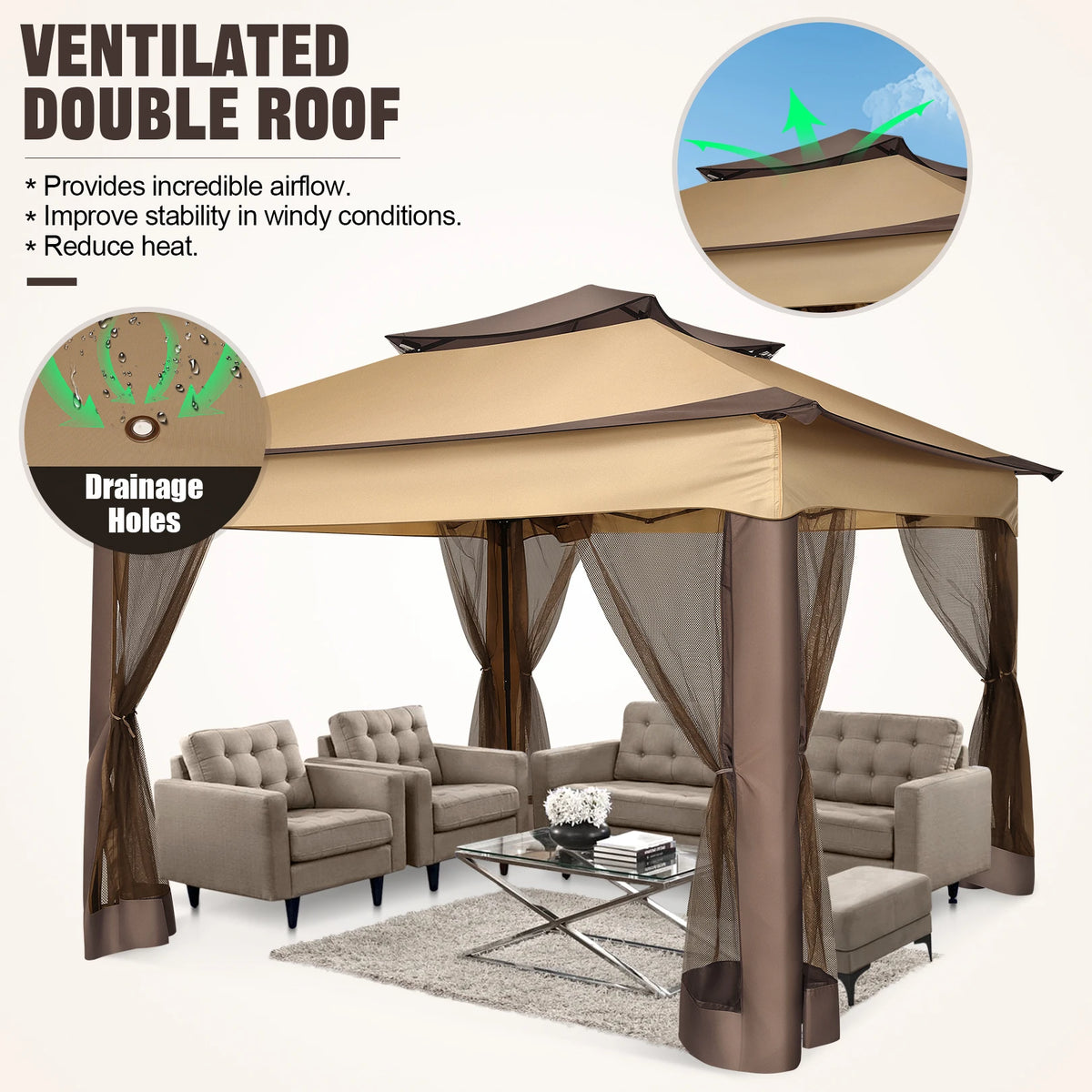11x11 Pop-Up Gazebo with Mosquito Netting