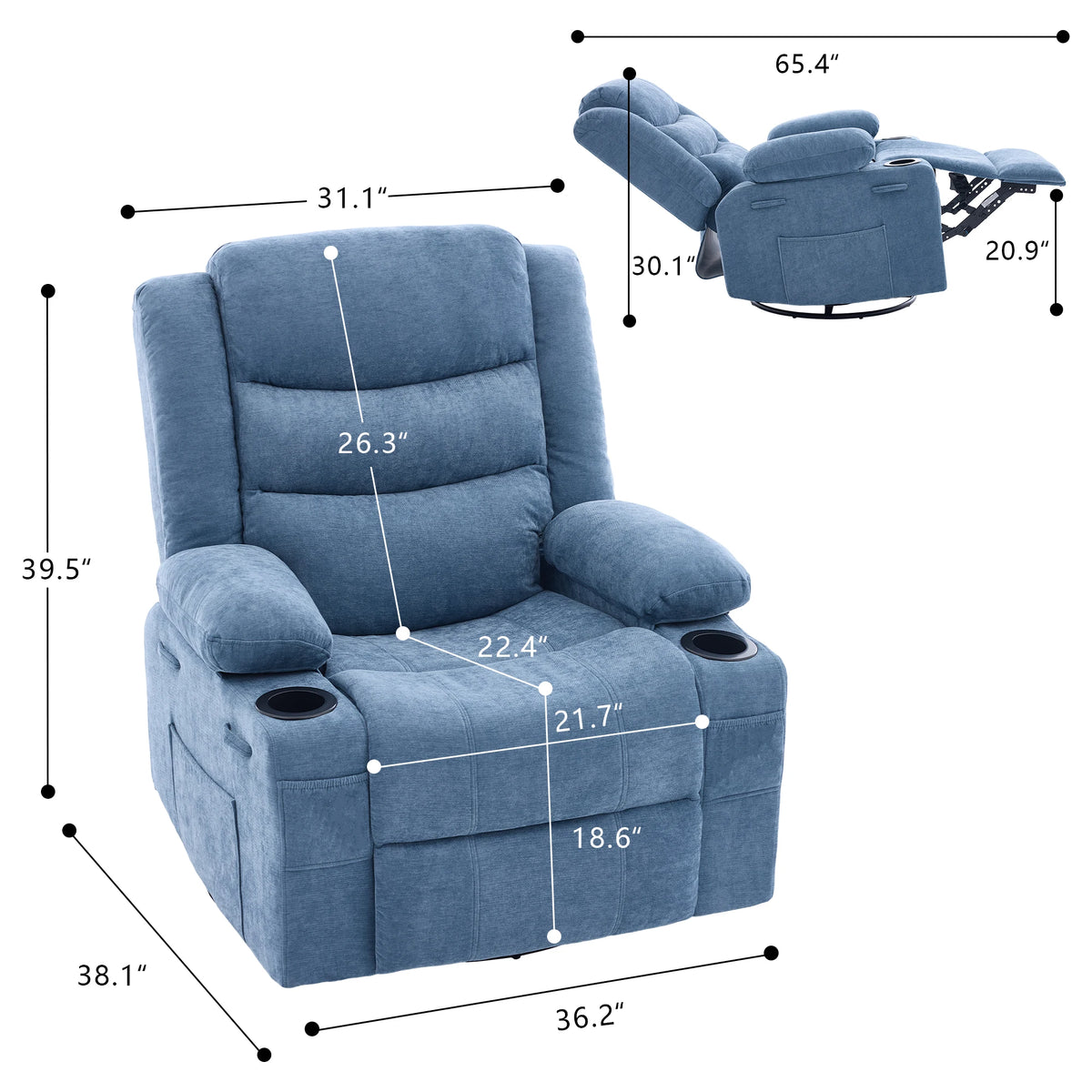 Chenille Swivel Rocker Recliner Chair