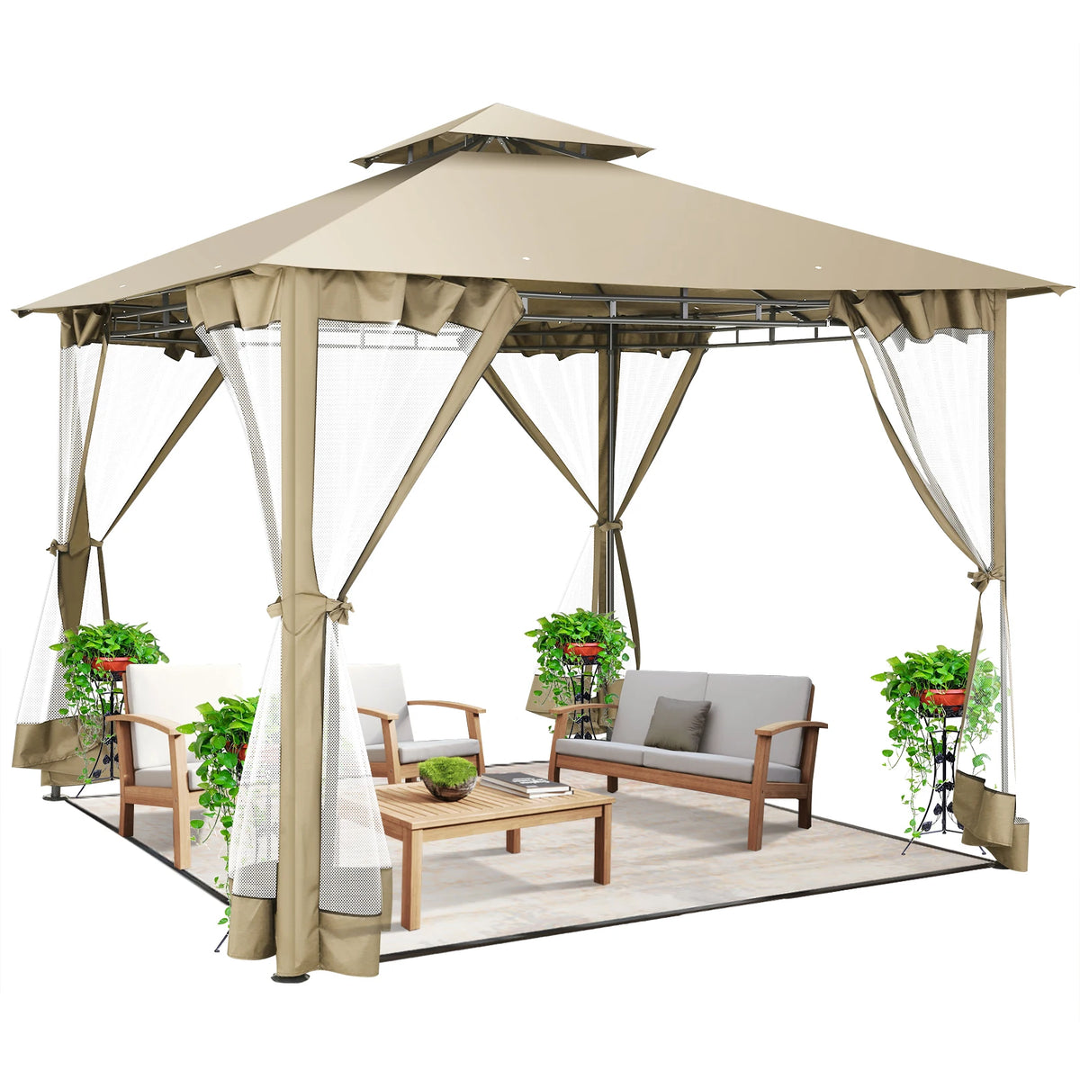 10x10 Heavy Duty Gazebo with Curtains