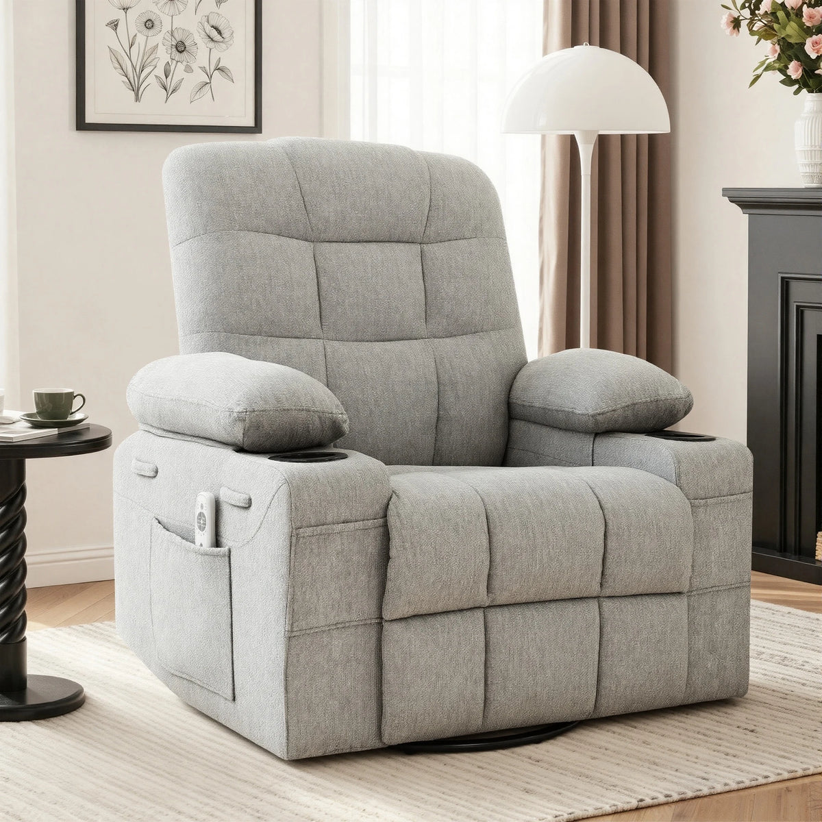 Swivel Rocker Recliner with Massage & Heat