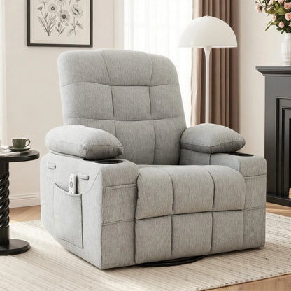 Swivel Rocker Recliner with Massage & Heat