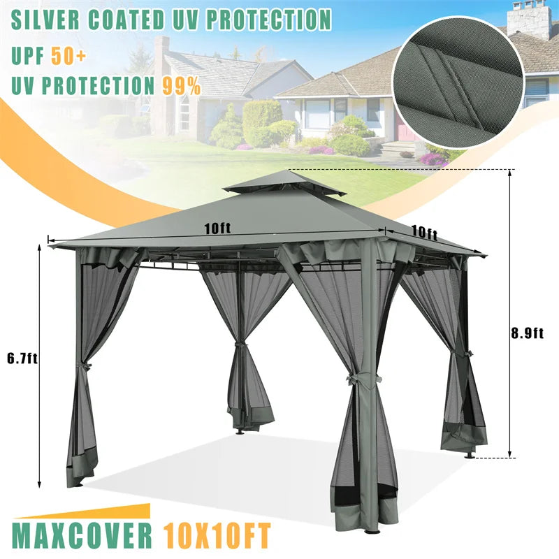 10x10 Heavy Duty Gazebo with Curtains