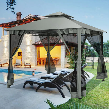 10x10 Heavy Duty Gazebo with Curtains