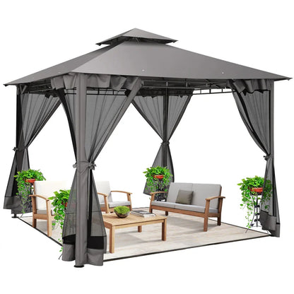 10x10 Heavy Duty Gazebo with Curtains