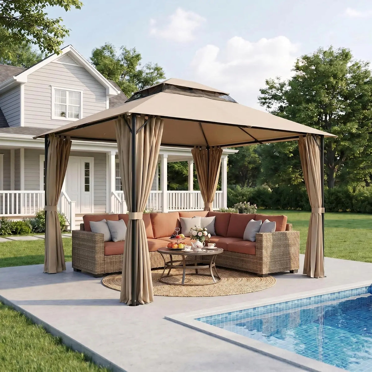 10x10 Heavy Duty Gazebo with Curtains