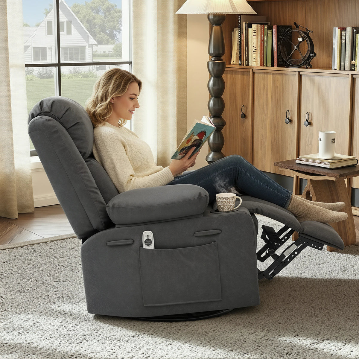 Swivel Rocker Recliner with Massage & Heat