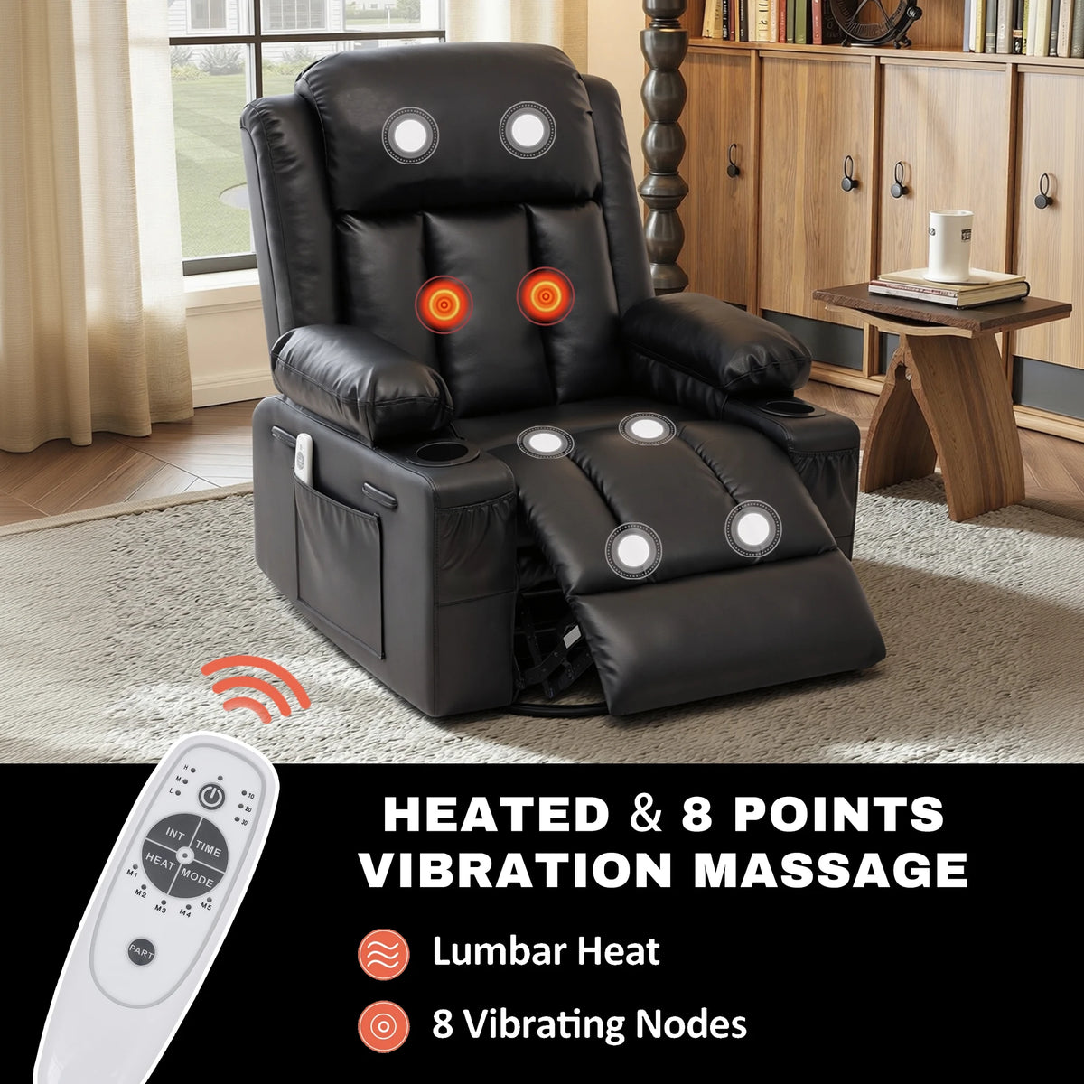 Swivel Rocker Recliner with Massage & Heat