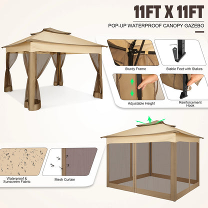 11x11 Pop-Up Gazebo with Mosquito Netting