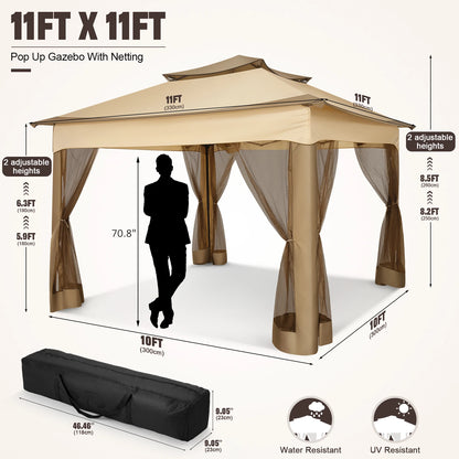 11x11 Pop-Up Gazebo with Mosquito Netting