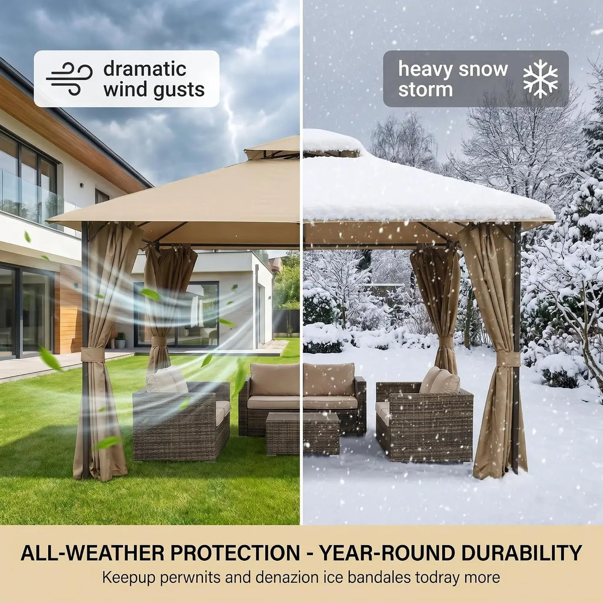 10x10 Heavy Duty Gazebo with Curtains