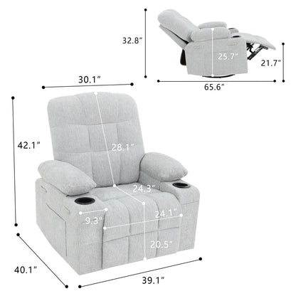 Swivel Rocker Recliner with Massage & Heat