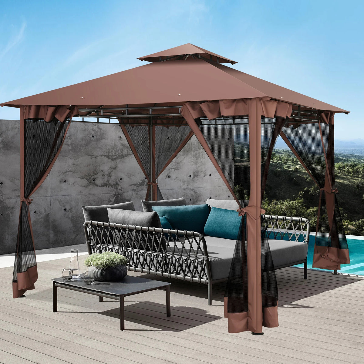 10x10 Heavy Duty Gazebo with Curtains