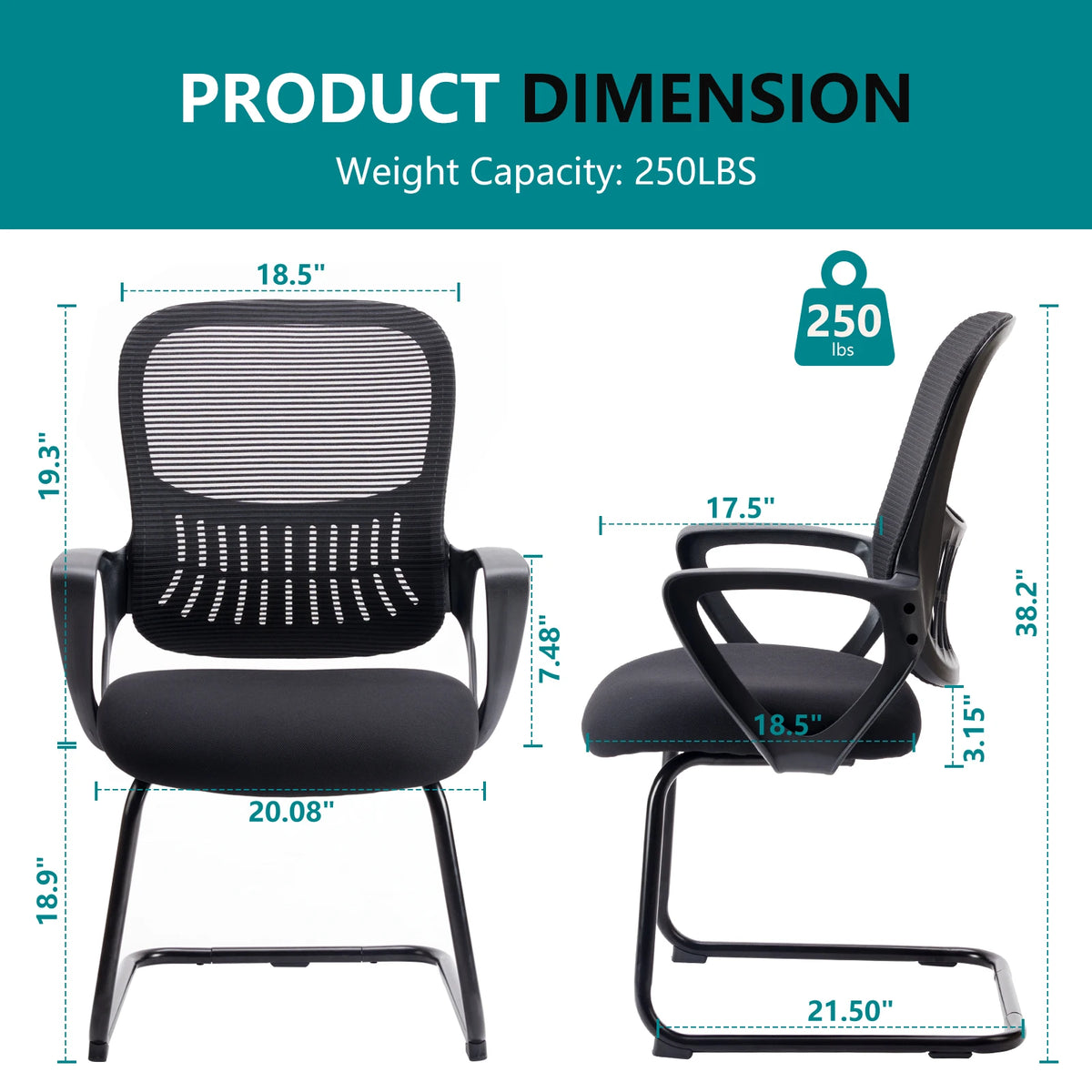 JHK Office Chair without Wheels, Mesh