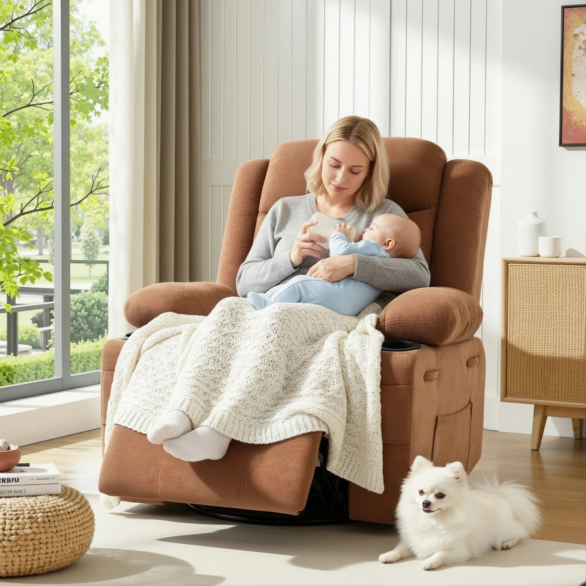 Chenille Swivel Rocker Recliner Chair