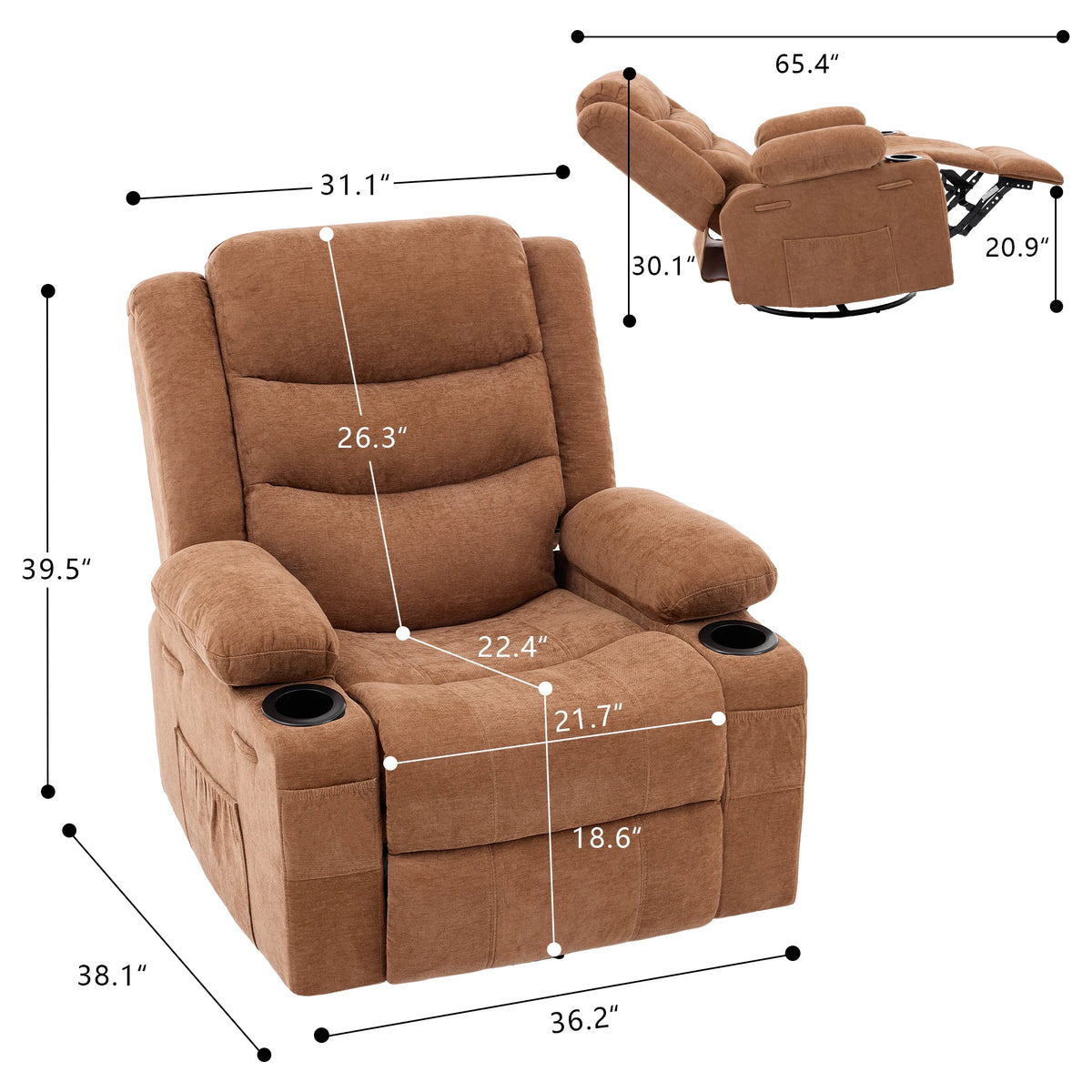 Chenille Swivel Rocker Recliner Chair