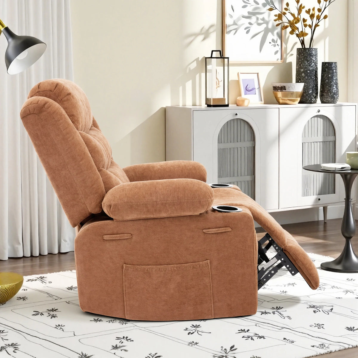 Chenille Swivel Rocker Recliner Chair
