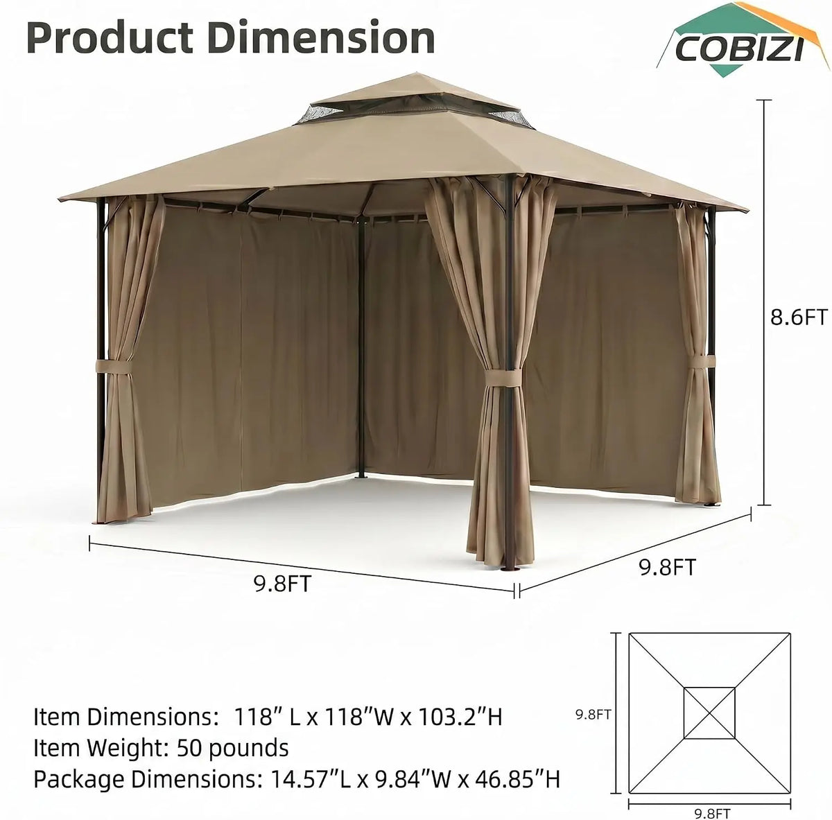 10x10 Heavy Duty Gazebo with Curtains