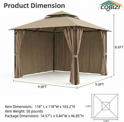 10x10 Heavy Duty Gazebo with Curtains