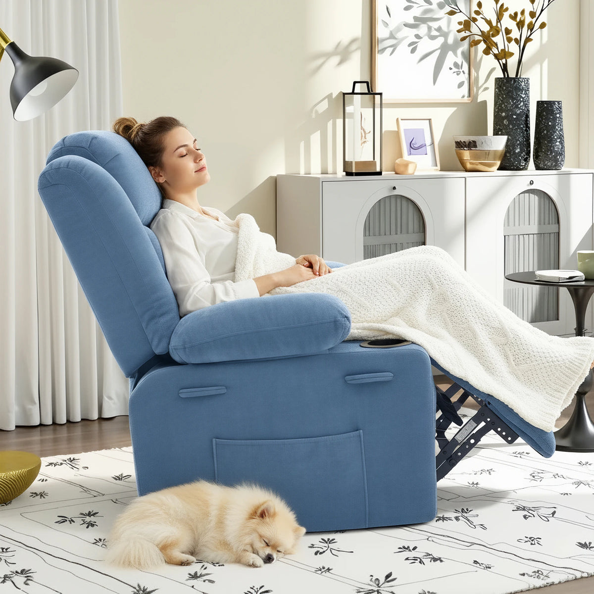 Chenille Swivel Rocker Recliner Chair