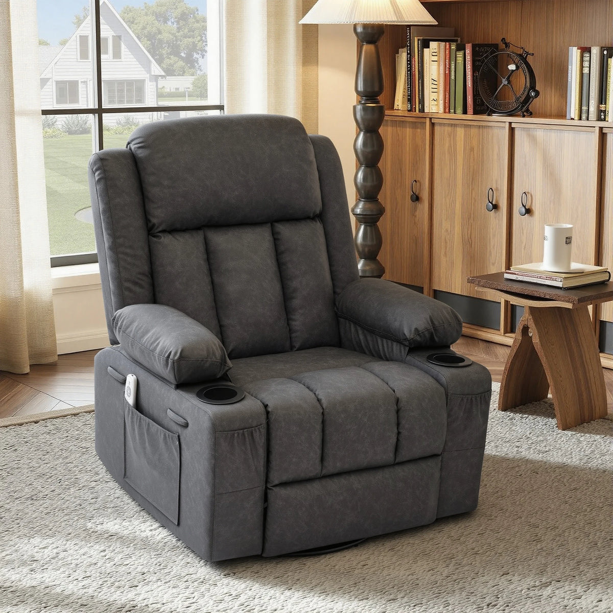 Swivel Rocker Recliner with Massage & Heat