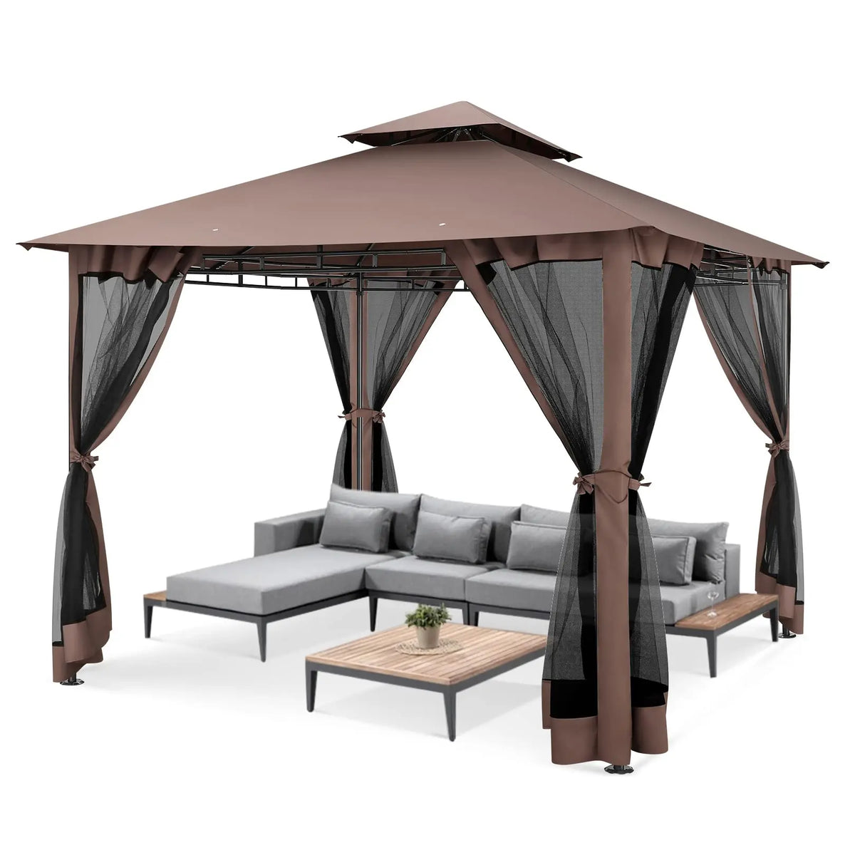 10x10 Heavy Duty Gazebo with Curtains