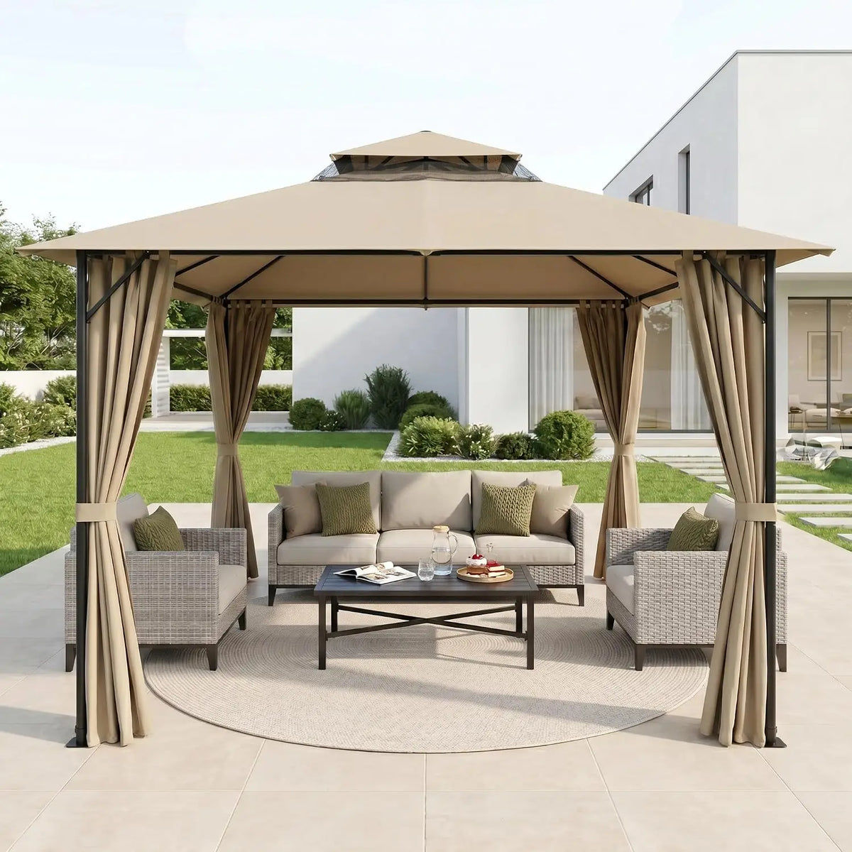 10x10 Heavy Duty Gazebo with Curtains