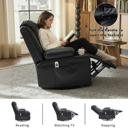 Swivel Rocker Recliner with Massage & Heat