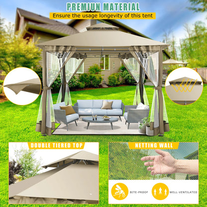 10x10 Heavy Duty Gazebo with Curtains