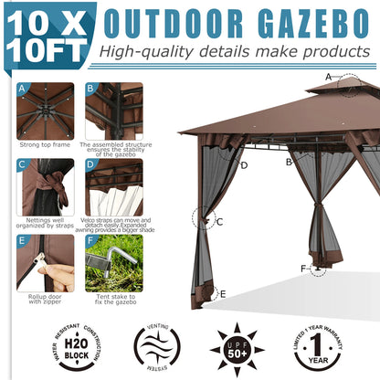 10x10 Heavy Duty Gazebo with Curtains